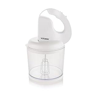 Vitinni USB Cordless Hand Mixer – 5 Speeds, 50W, Rechargeable, Storage Container, Powerful Mixing for Any Kitchen Task