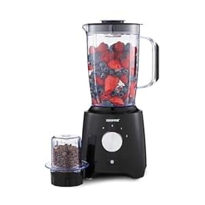 Geepas Electric Blender Smoothie Maker, Food Jug Blender 600W –Stainless Steel Blades, 2 Speed Control with Pulse & Turbo Functions, 1.8L Large Jar & 0.3L Coffee Grinder Jar, Smoothie Maker – Black