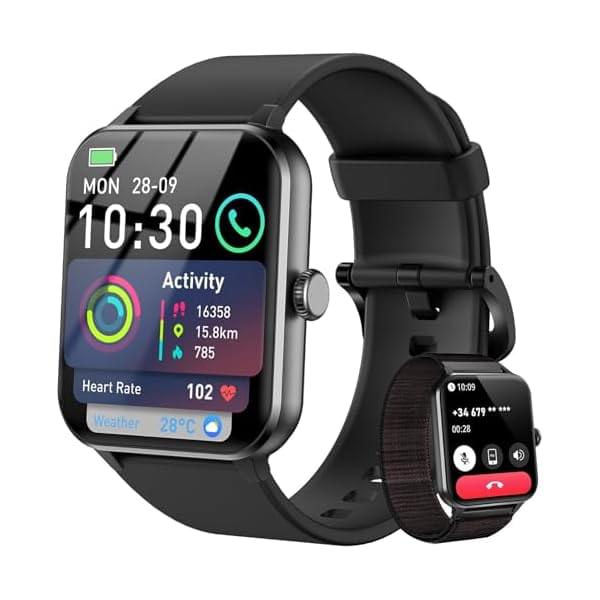 Blackview Smart Watch for Men Women (Answer/Make Call & AI Voice), 1.85″ HD Fitness Watch with Heart Rate/SpO2/Sleep/Stress Monitor, 110+ Sports Waterproof Activity Tracker, Smartwatch for Android iOS